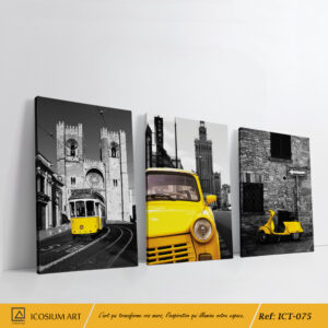 Triptyque Urbain Noir & Jaune – Élégance Moderne & Dynamique