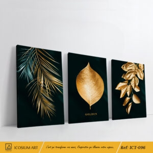 Triptyque "Élégance Dorée" – Luxe et Nature en Harmonie