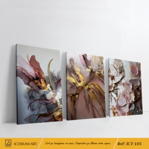 Triptyque Abstrait "Élégance Dorée"