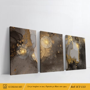 Trio décoratif élégant- noir et or aux reflets lumineux, moderne et sophistiqué