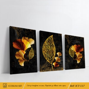 Triptyque "Éclats Dorés" - Luxe Naturel et Élégance Moderne