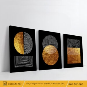 Triptyque "Géométrie Dorée" - Élégance Minimaliste et Moderne