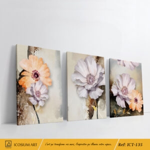 Triptyque "Fleurs de Douceur" – Harmonie Pastel et Élégance Naturelle