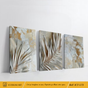 Triptyque "Sable & Feuilles" : Design Épuré et Raffiné Inspiré de la Nature