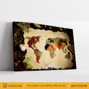 Tableau Carte du Monde Épices - Décoration Cuisine Vintage