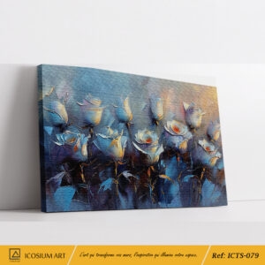 Tableau Roses Bleues et Blanches - Fleurs Impressionnistes