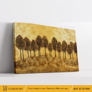 Tableau Paysage d'Arbres Monochromatique Or et Noir - Relief 3D
