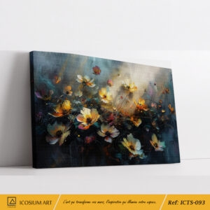 Tableau Champ de Fleurs Lumineux - Abstrait Jaune et Noir