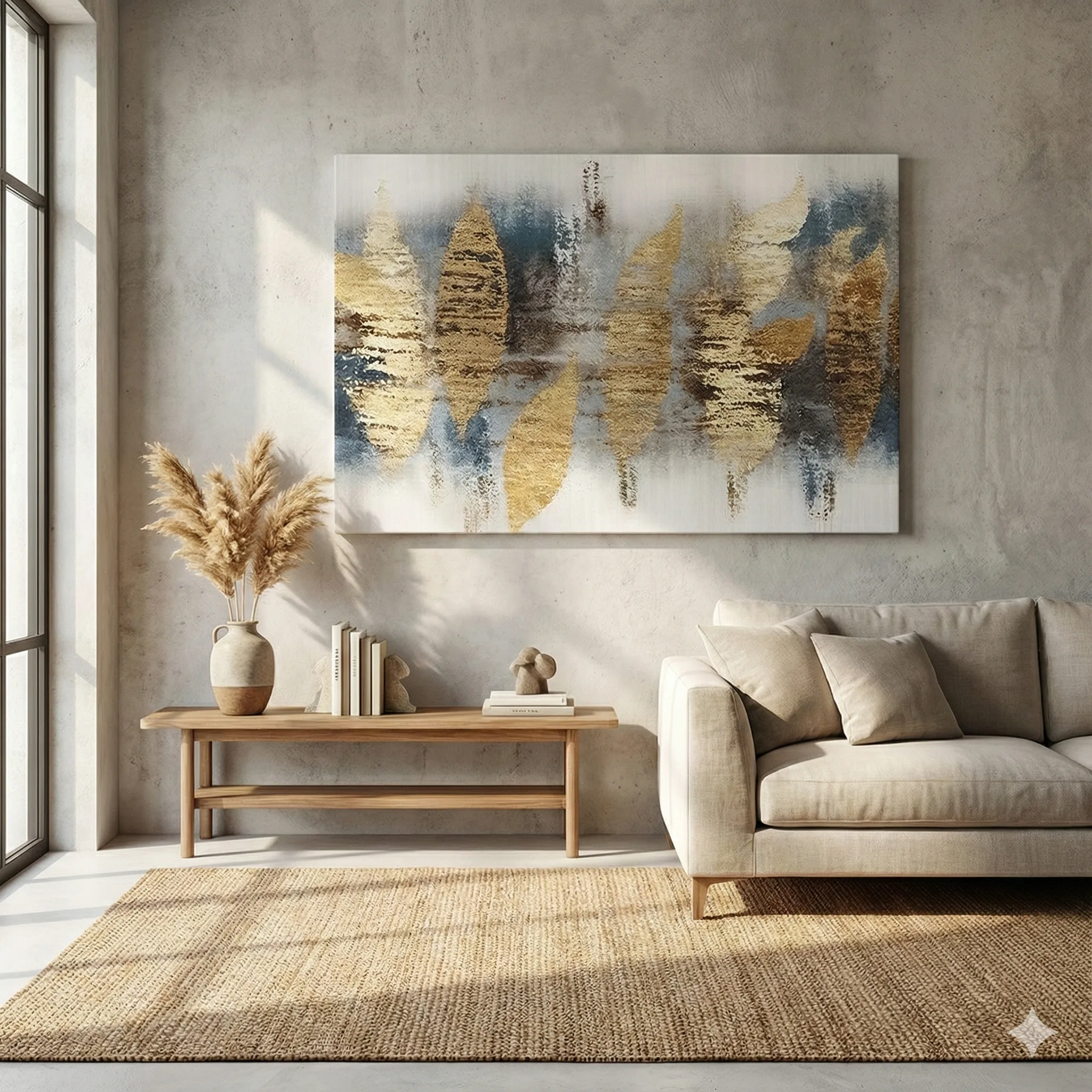 Élégance Dorée – Feuilles d’Or Texturées sur Fond Abstrait – Image 3