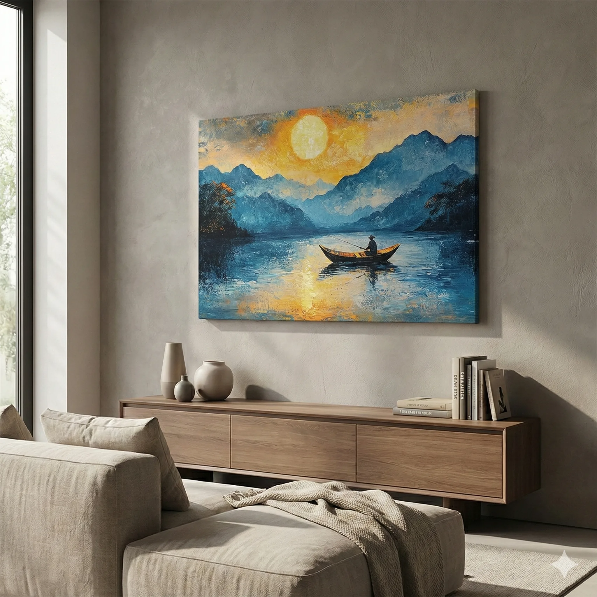 Sérénité du Crépuscule – Tableau Paysage Apaisant sur Toile – Image 3